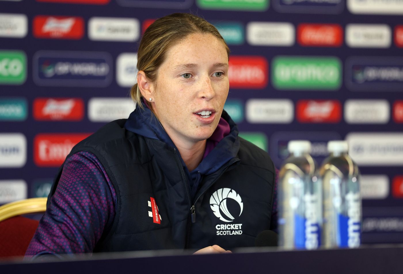 Chloe Abel speaks to the media ahead of Scotland's match against Ireland