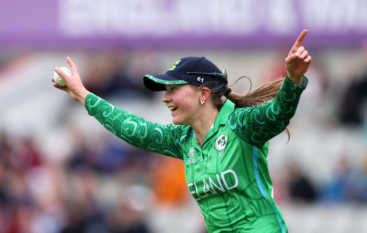 Alice Tector celebrates her catch