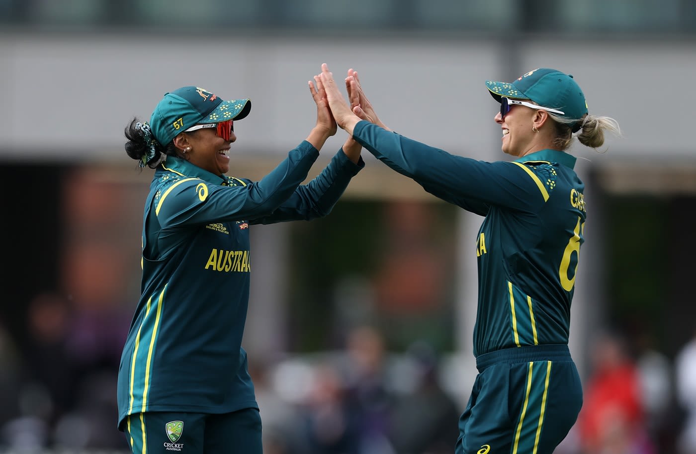 Alana King and Ash Gardner celebrate a wicket