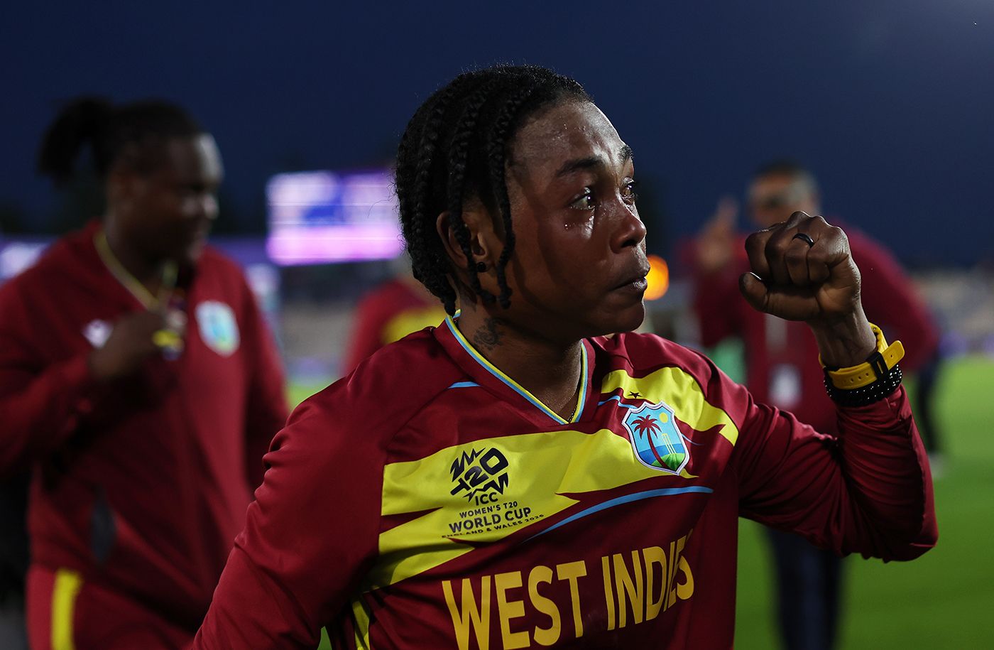 Shemaine Campbelle celebrates West Indies' victory