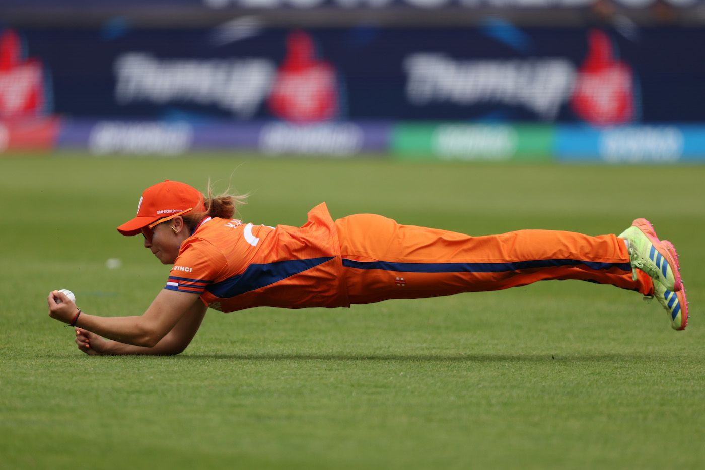 Sterre Kalis' catch off Juairiya Ferdous in the second over was deemed grounded by the third umpire