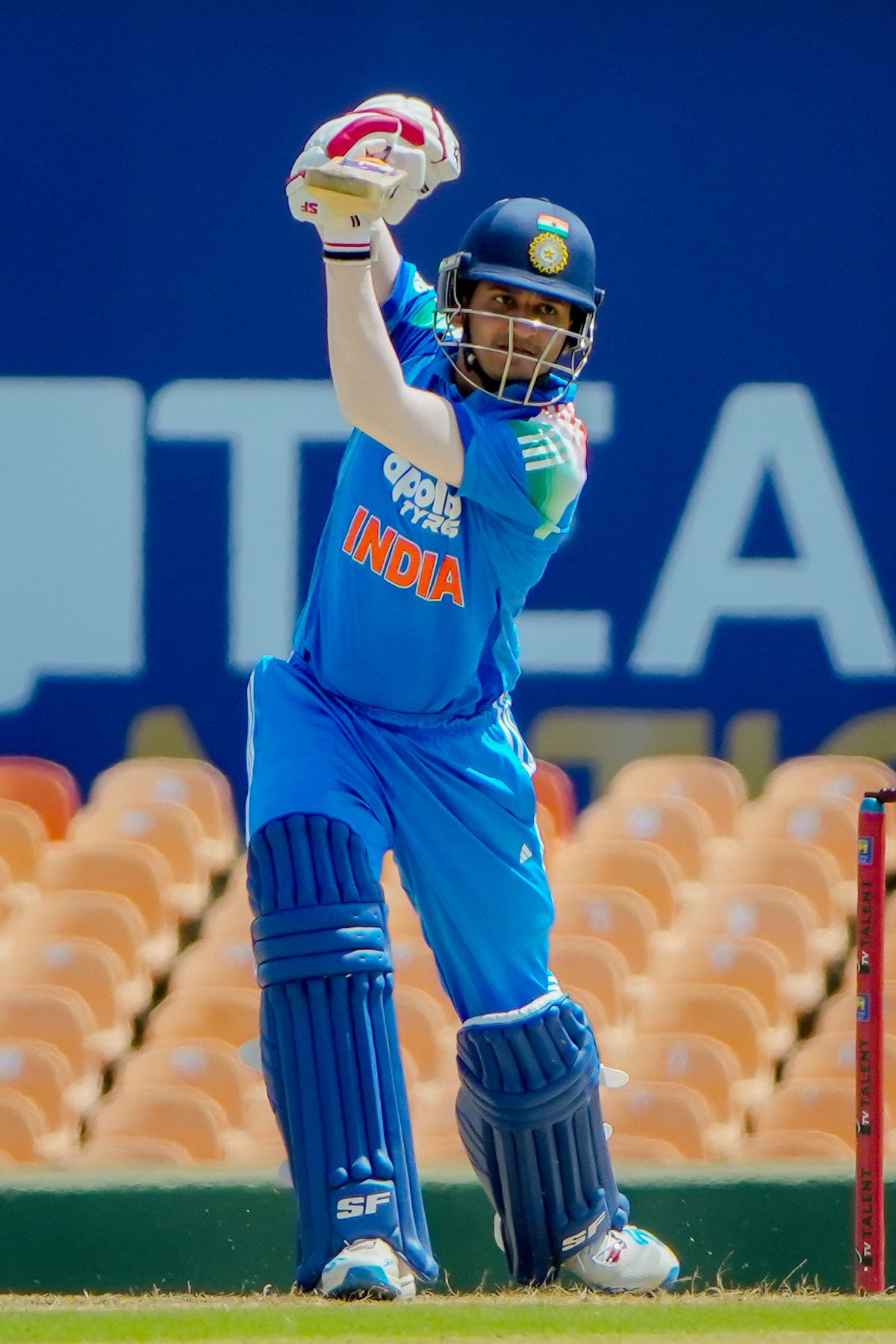 Priyansh Arya plays down the ground