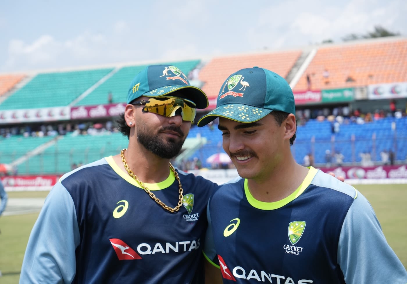 Nikhil Chaudhary and Joel Davies, Australia's debutants