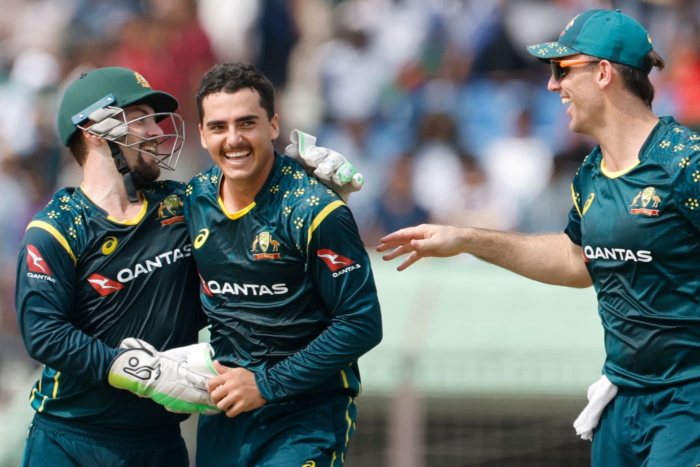 Joel Davies took a wicket in his first international over