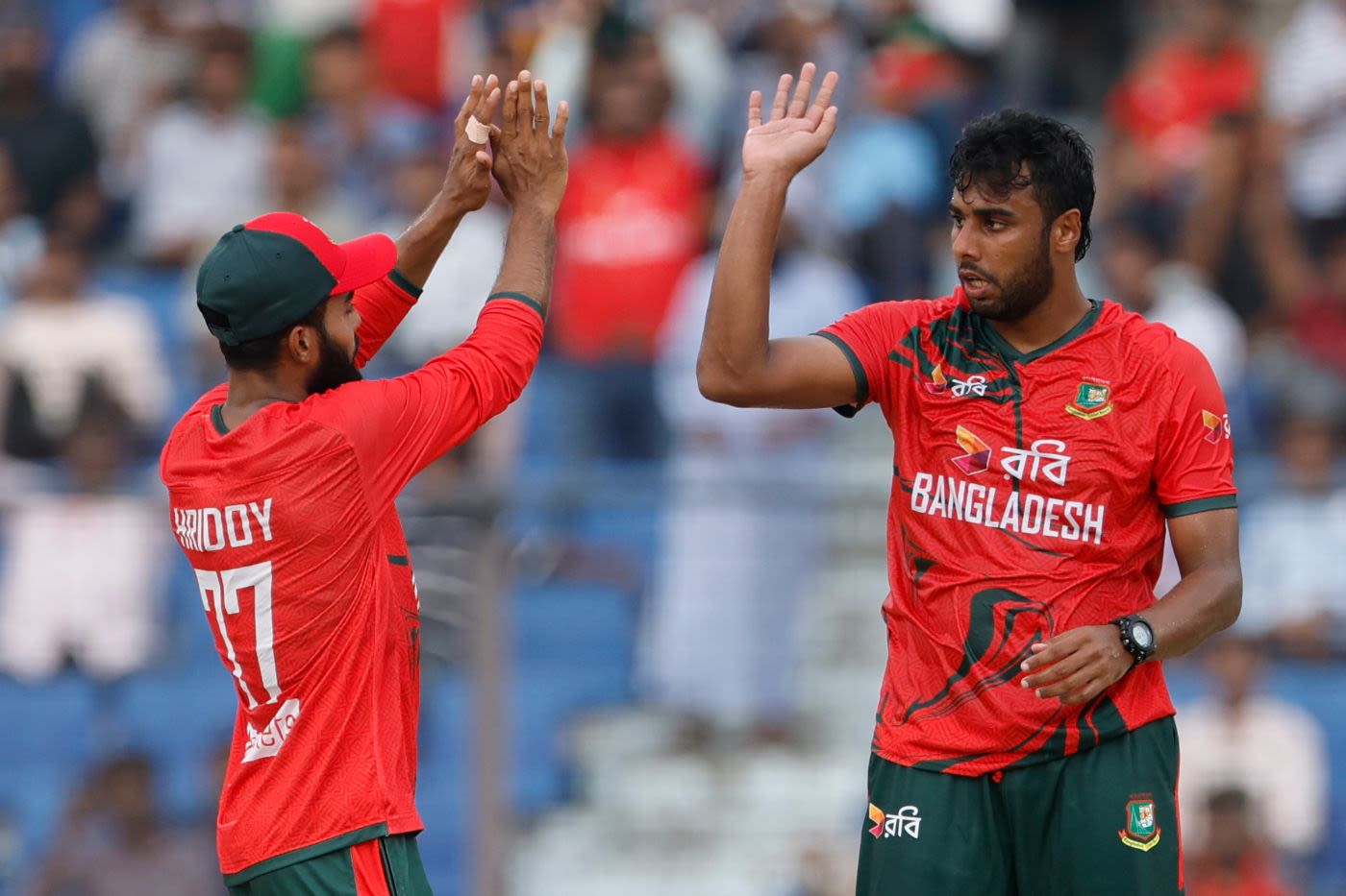 Abdul Gaffar Saqlain celebrates a wicket on debut