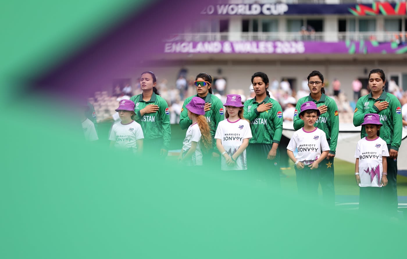 Pakistan line up for the anthem