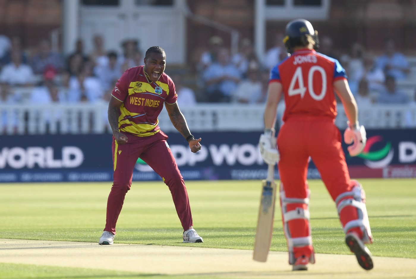 Chinelle Henry is pumped up after striking in the first over