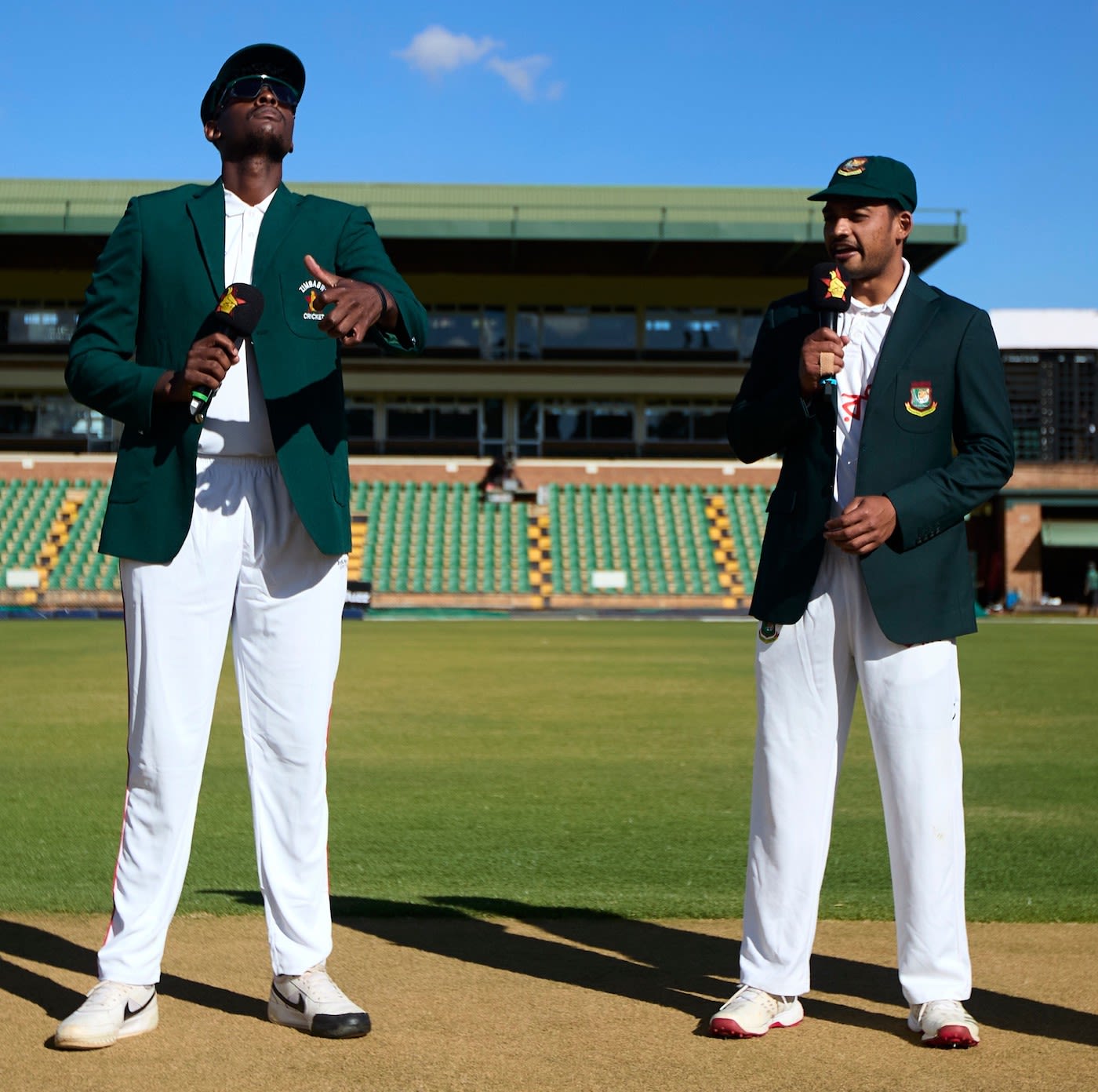 Richard Ngarava, captaining Zimbabwe in a Test for the first time, won the toss and put Najmul Hossain Shanto's side into bat
