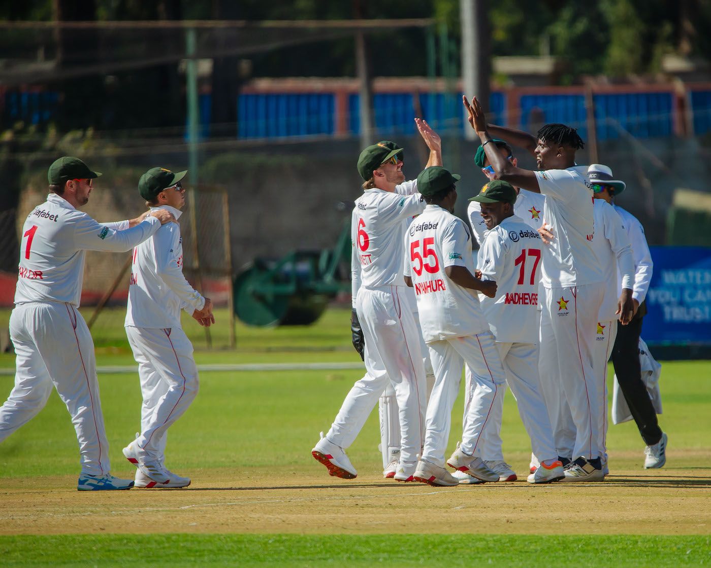 Richard Ngarava took 2 for 18 in his first innings as Test captain