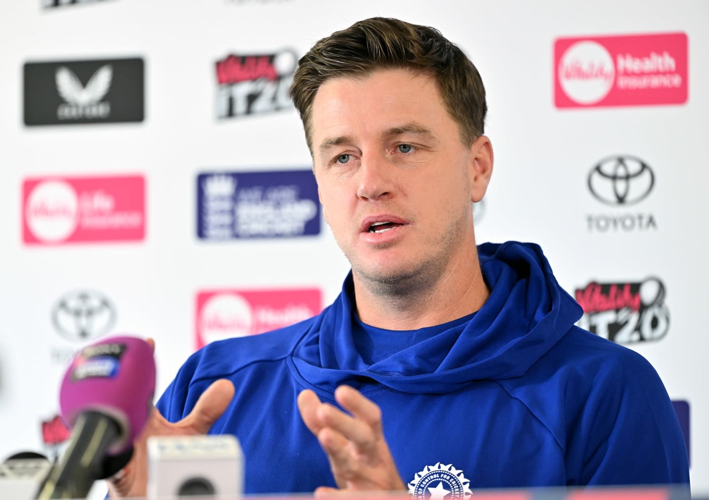 India bowling coach Morne Morkel speaks to the media