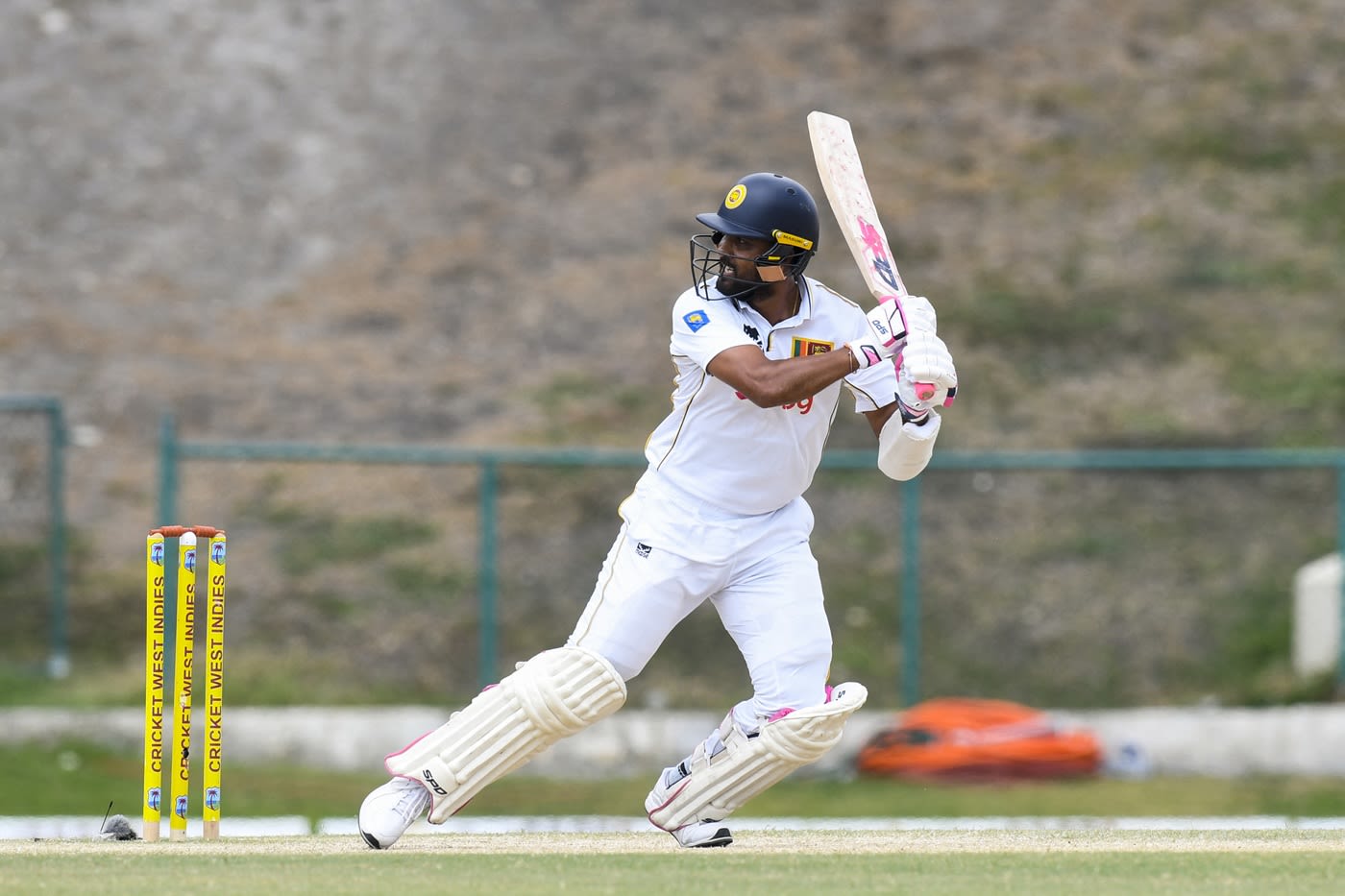 Dinesh Chandimal cuts one away
