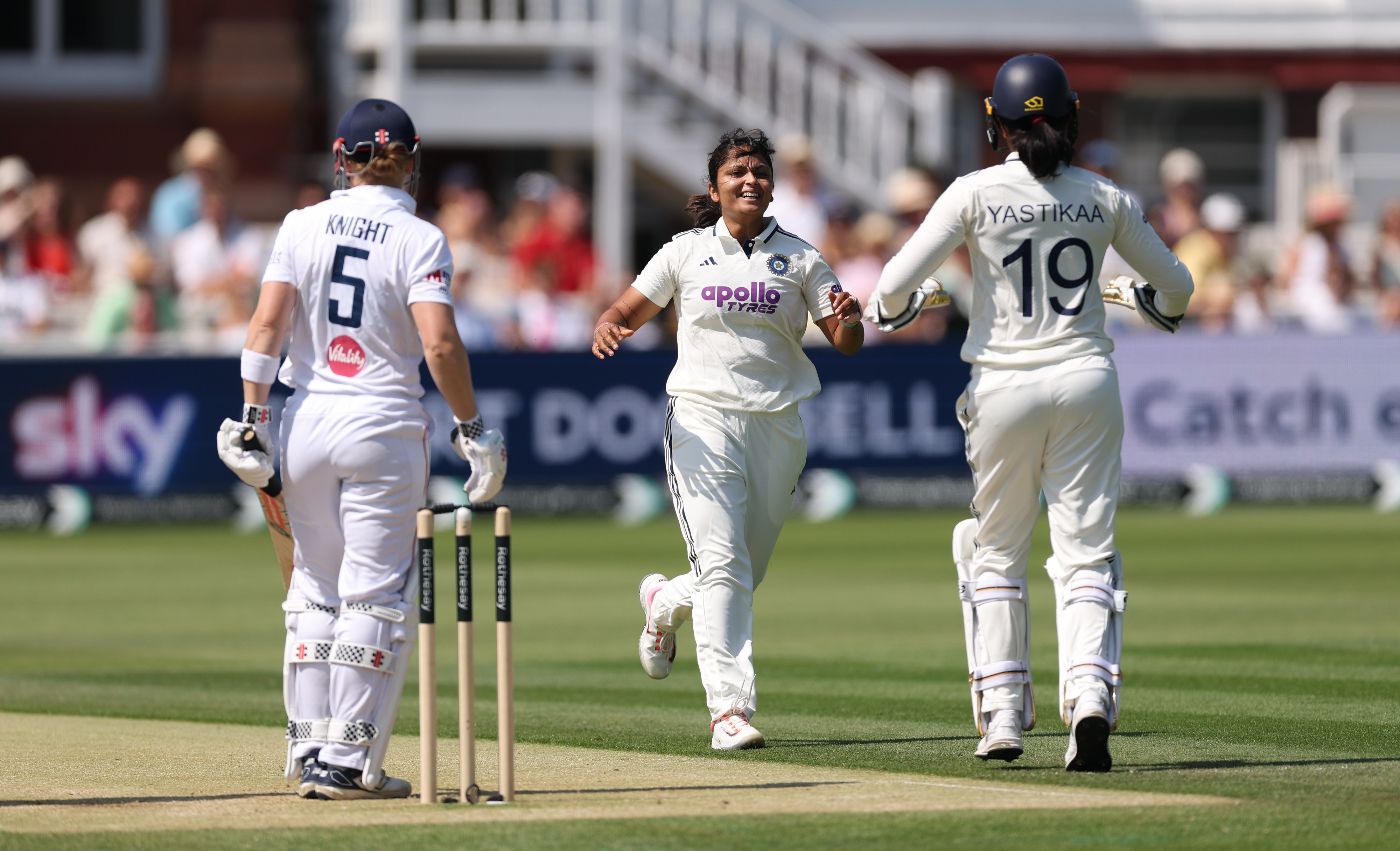 Sayali Satghare trapped Heather Knight lbw