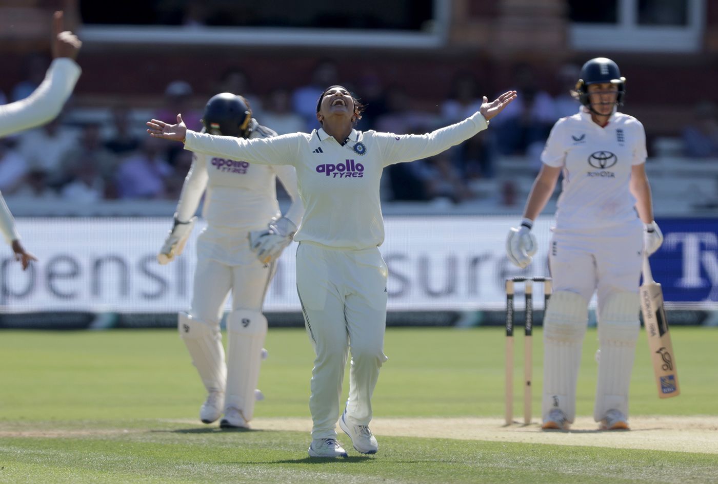 Sneh Rana won an lbw decision against Nat Sciver-Brunt - but it was overturned on review
