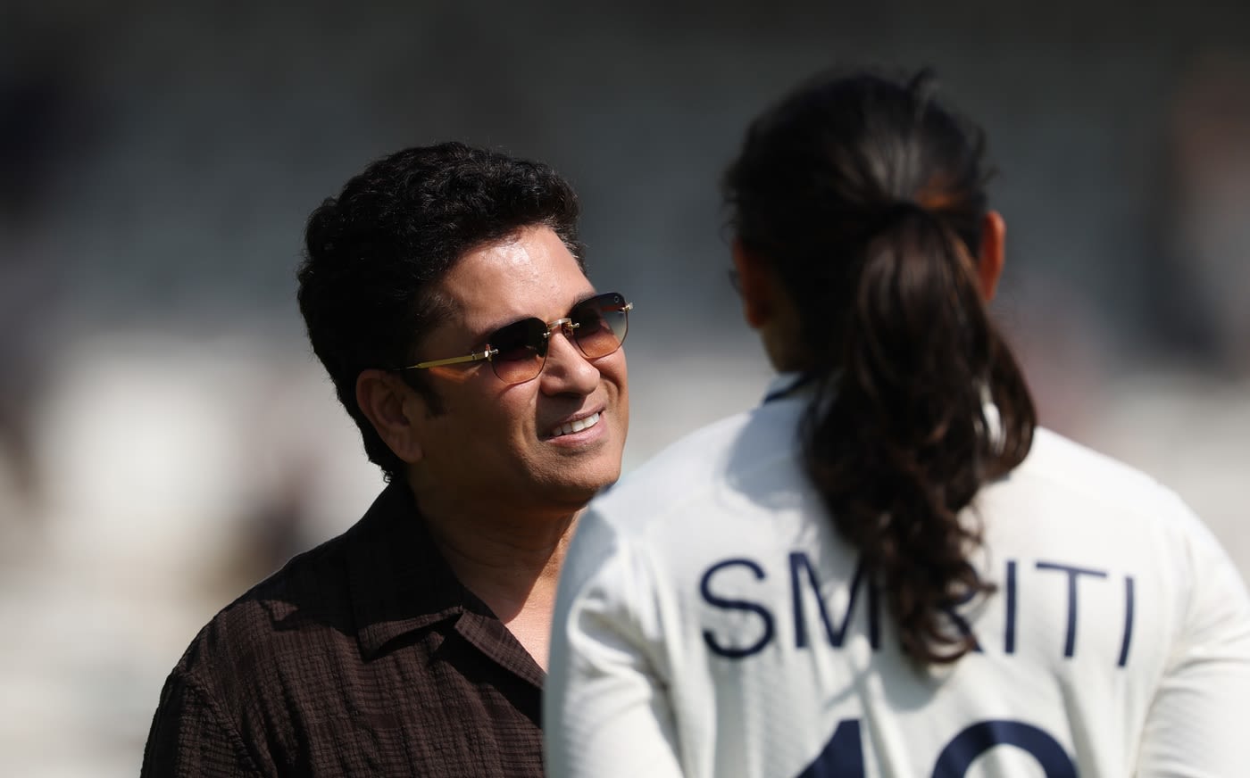 Sachin Tendulkar chats with Smriti Mandhana ahead of the final day at Lord's
