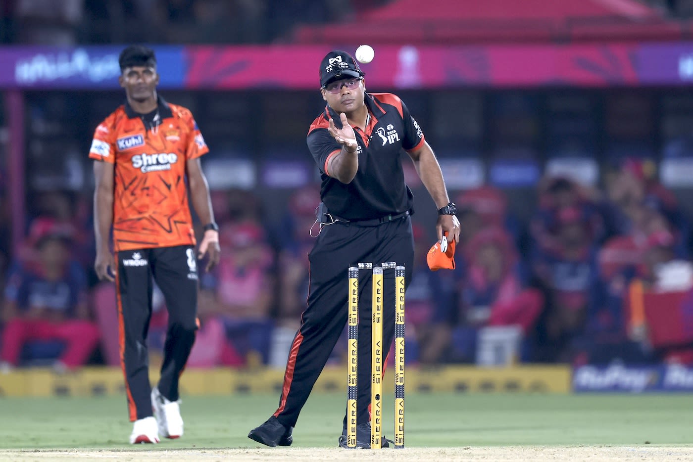 Nitin Menon grabs the ball