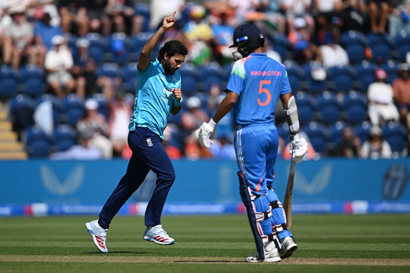 Saqib Mahmood got the better of Washington Sundar