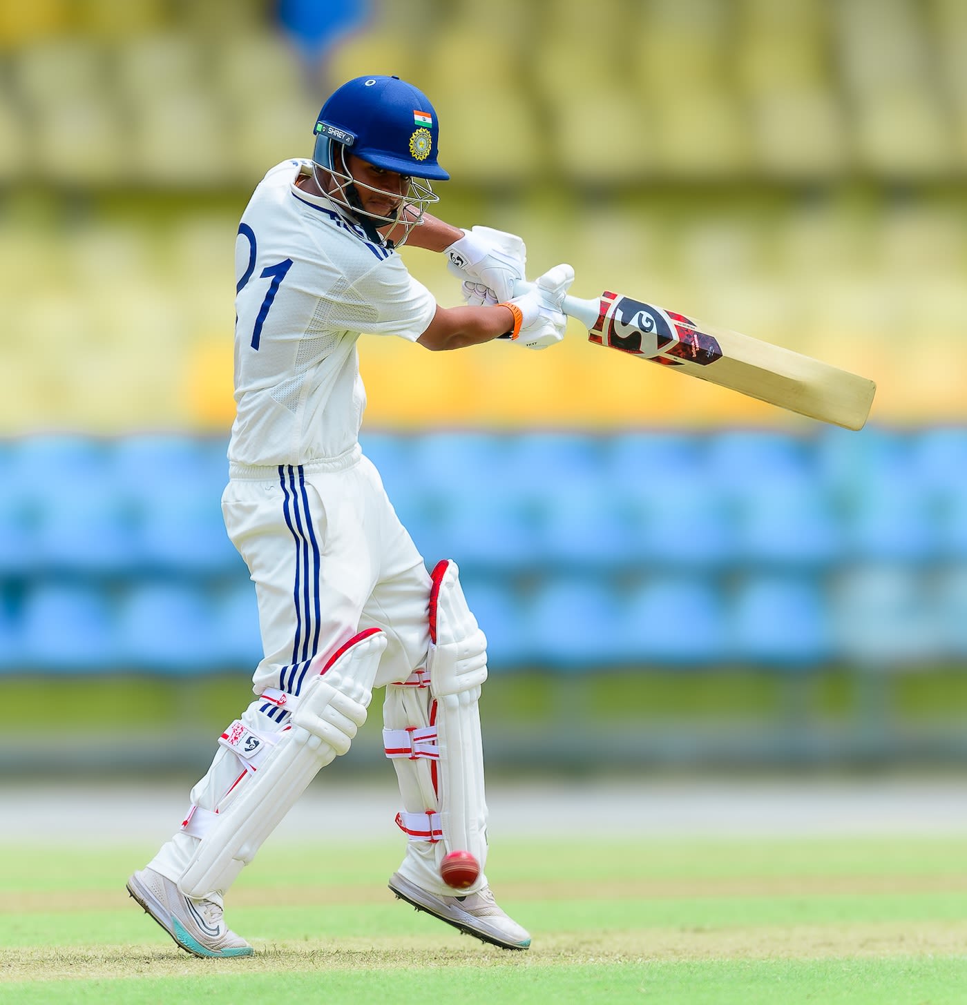 Yashbardhan Chauhan cuts the ball