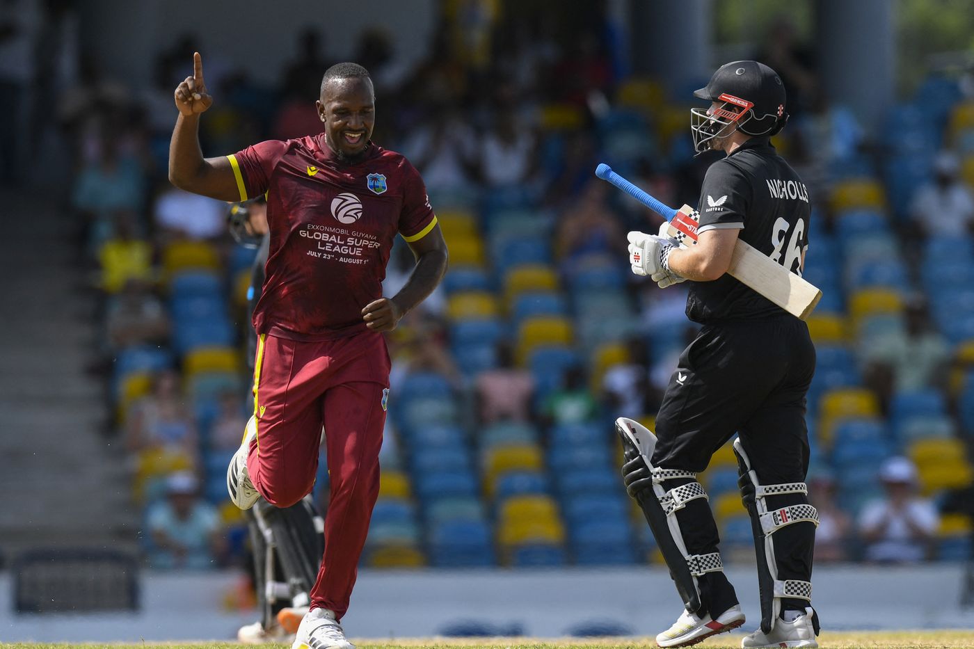 Matthew Forde celebrates the downfall of Henry Nicholls