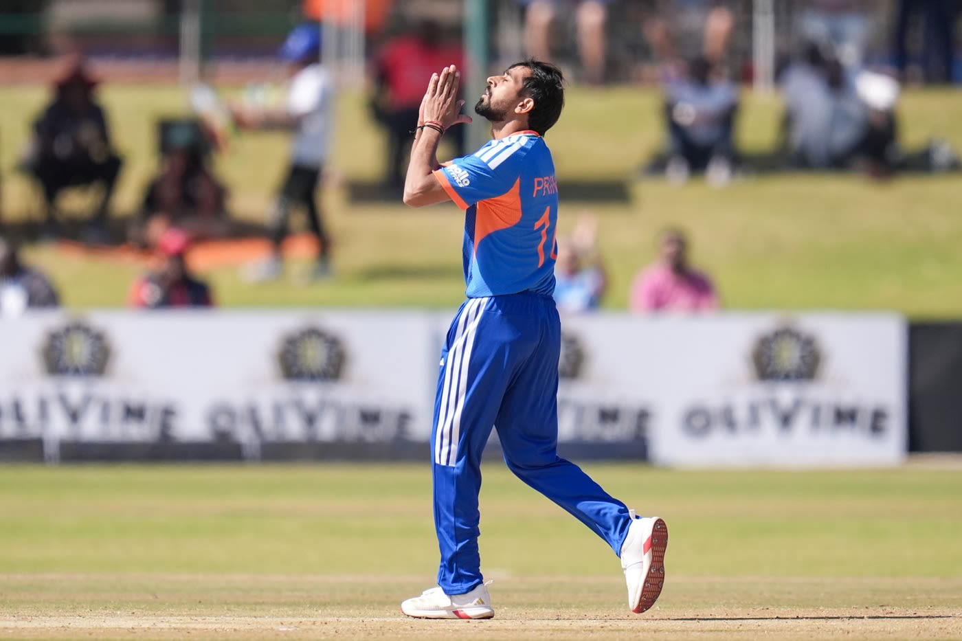 Prince Yadav celebrates after getting rid of Ben Curran