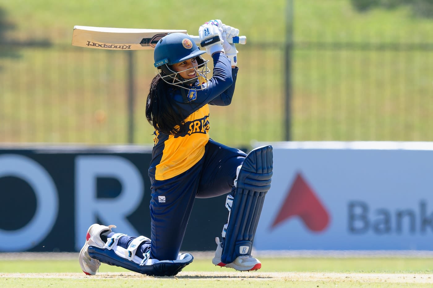Vishmi Gunaratne goes over the infield