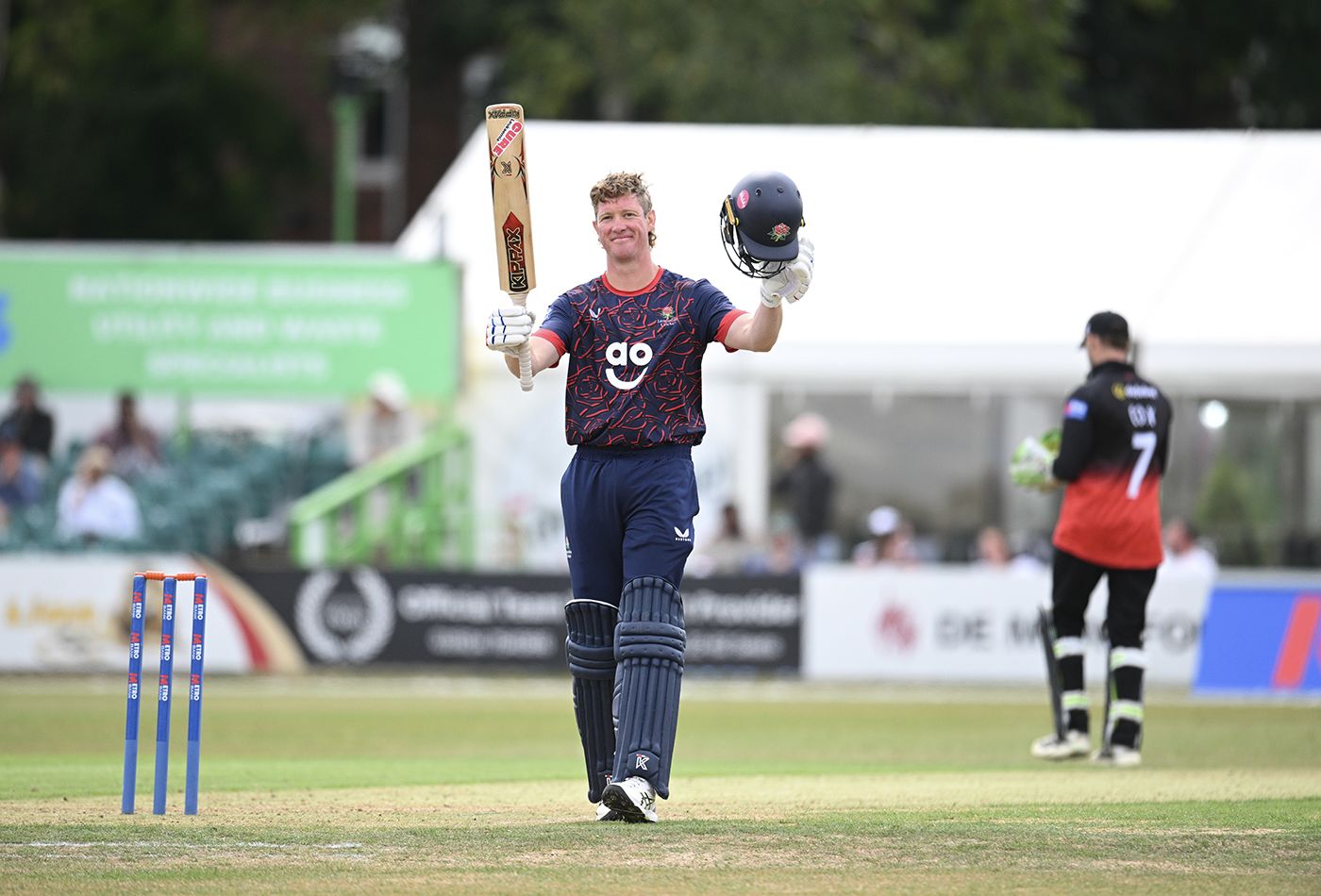 Keaton Jennings celebrates his hundred