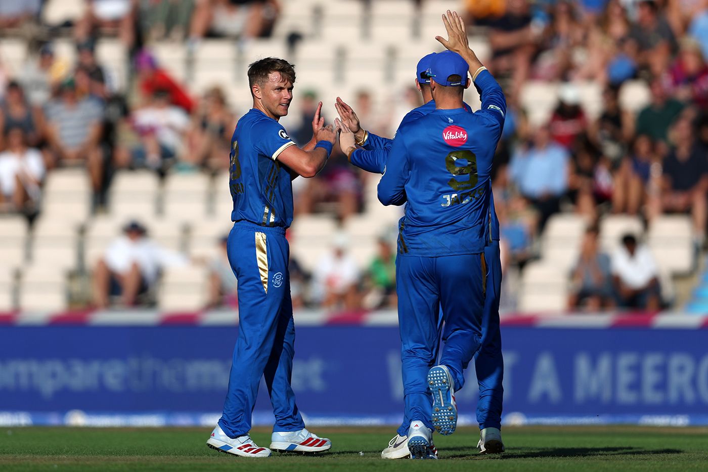Sam Curran celebrates an early wicket