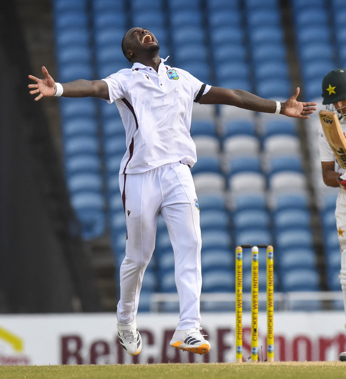 That's the game - Jayden Seales celebrates the fall of Mohammad Abbas