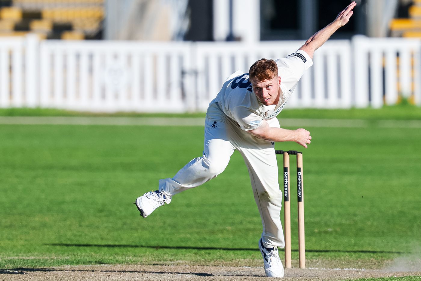 Joey Evison in his delivery stride