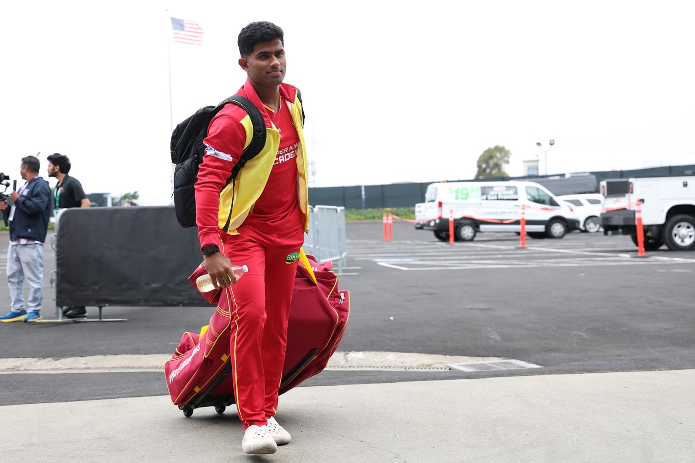 Amshi de Silva arrives at the Oakland Coliseum