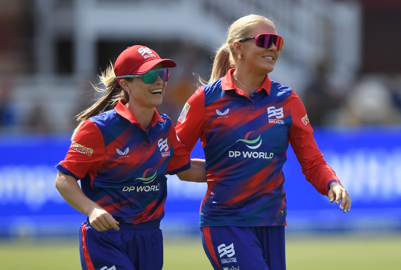Sophie Molineux and Sarah Glenn celebrate a wicket