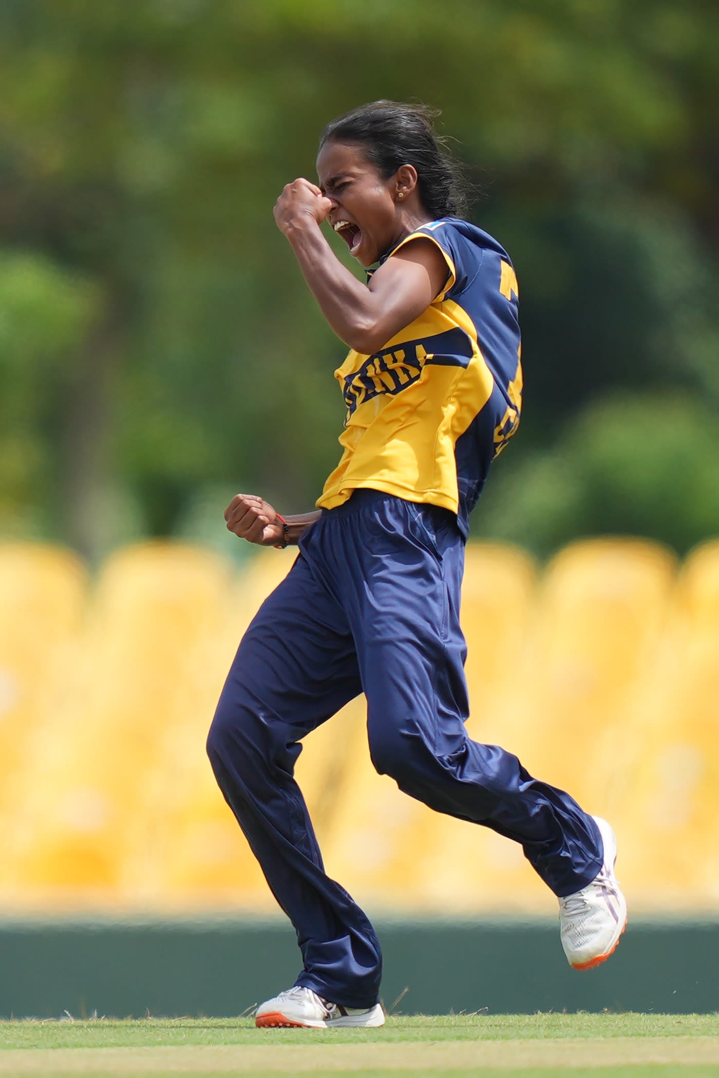 Chamudi Praboda is pumped after sending back Shawaal Zulfiqar