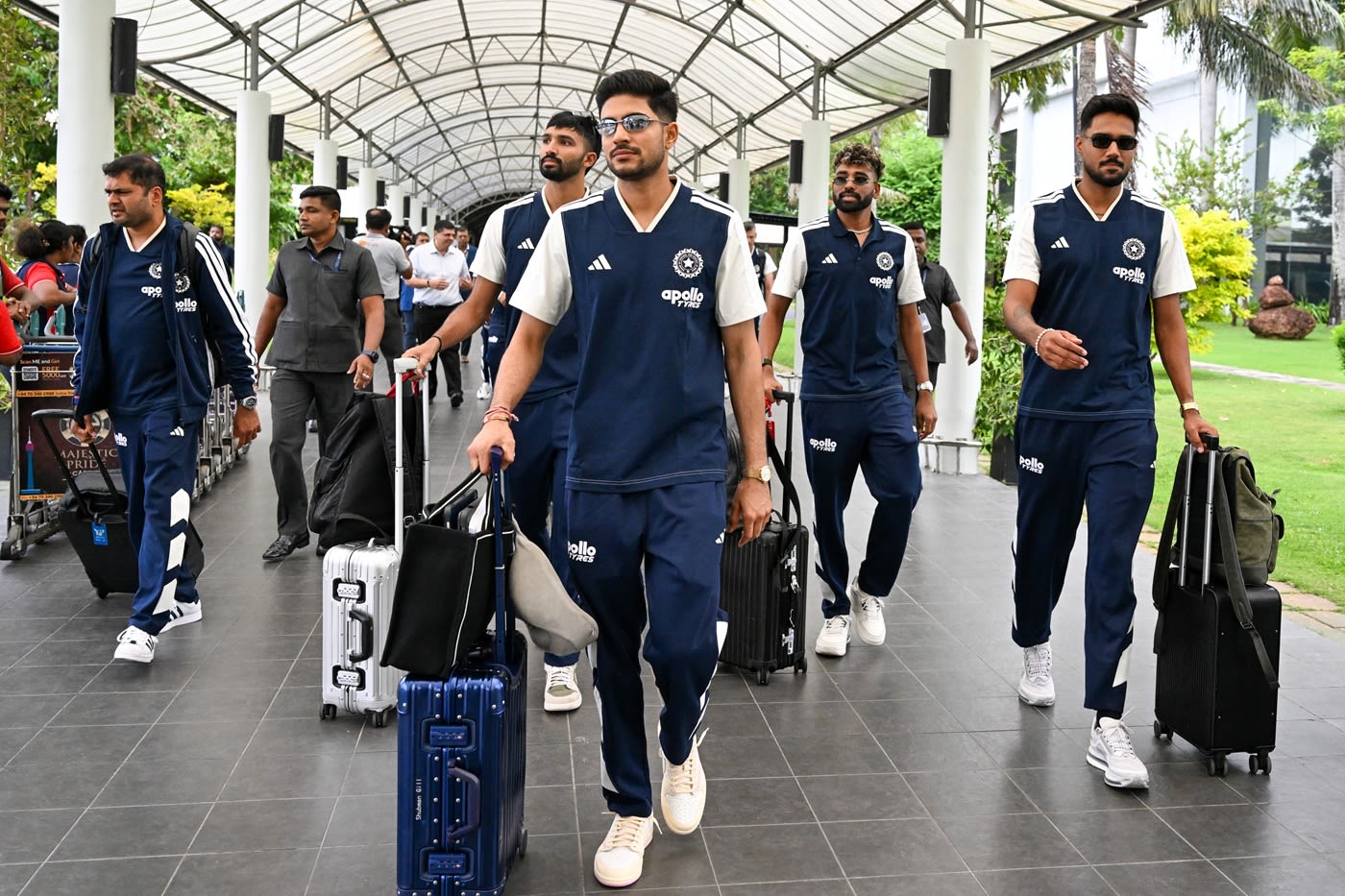 Shubman Gill, Devdutt Padikkal, Mohammad Siraj and Gurnoor Brar at the Bandaranaike International Airport