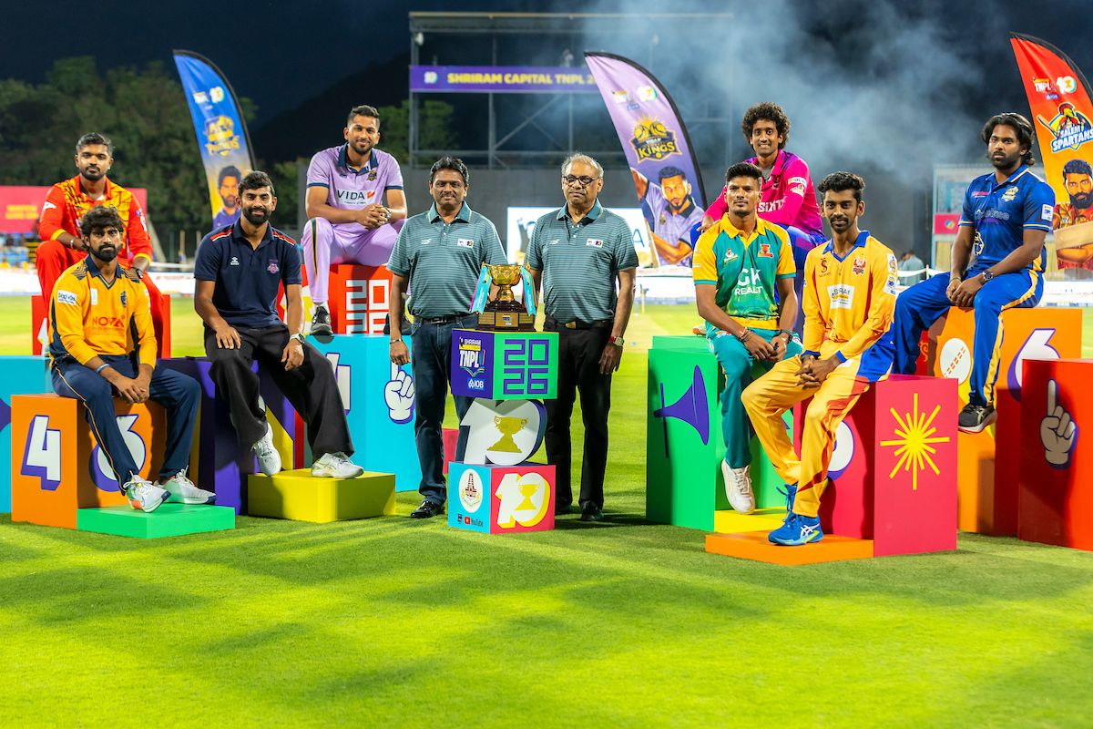 S Abishiek, Sonu Yadav, N Jagadeesan, Shahrukh Khan, R Sai Kishore, J Suresh Kumar, B Indrajith and B Anirudh are the captains of the eight franchises in the TNPL