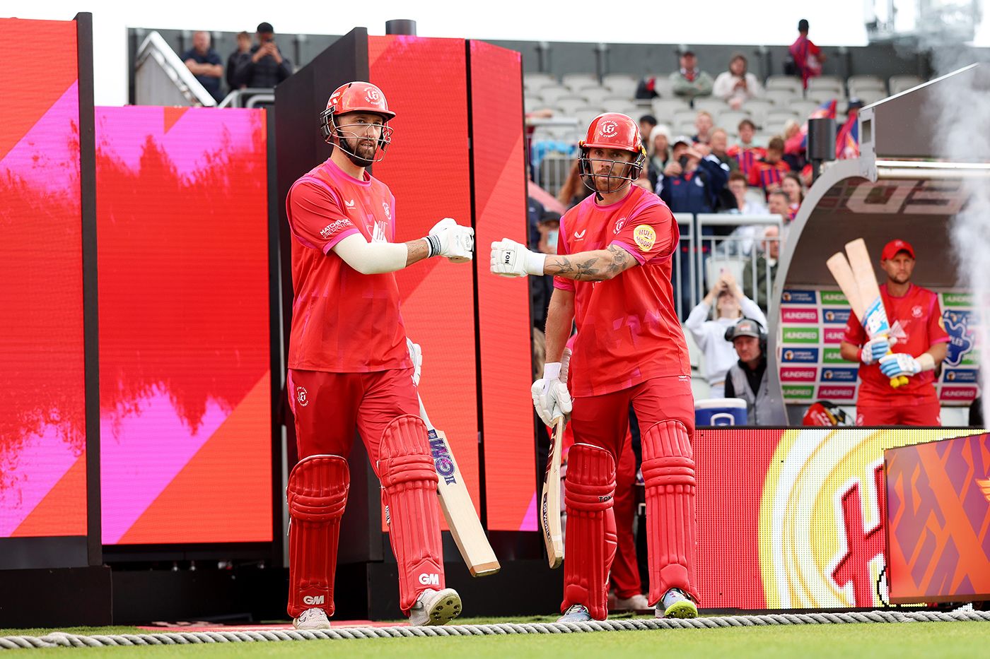 Matt Short and Phil Salt walk out to open the batting
