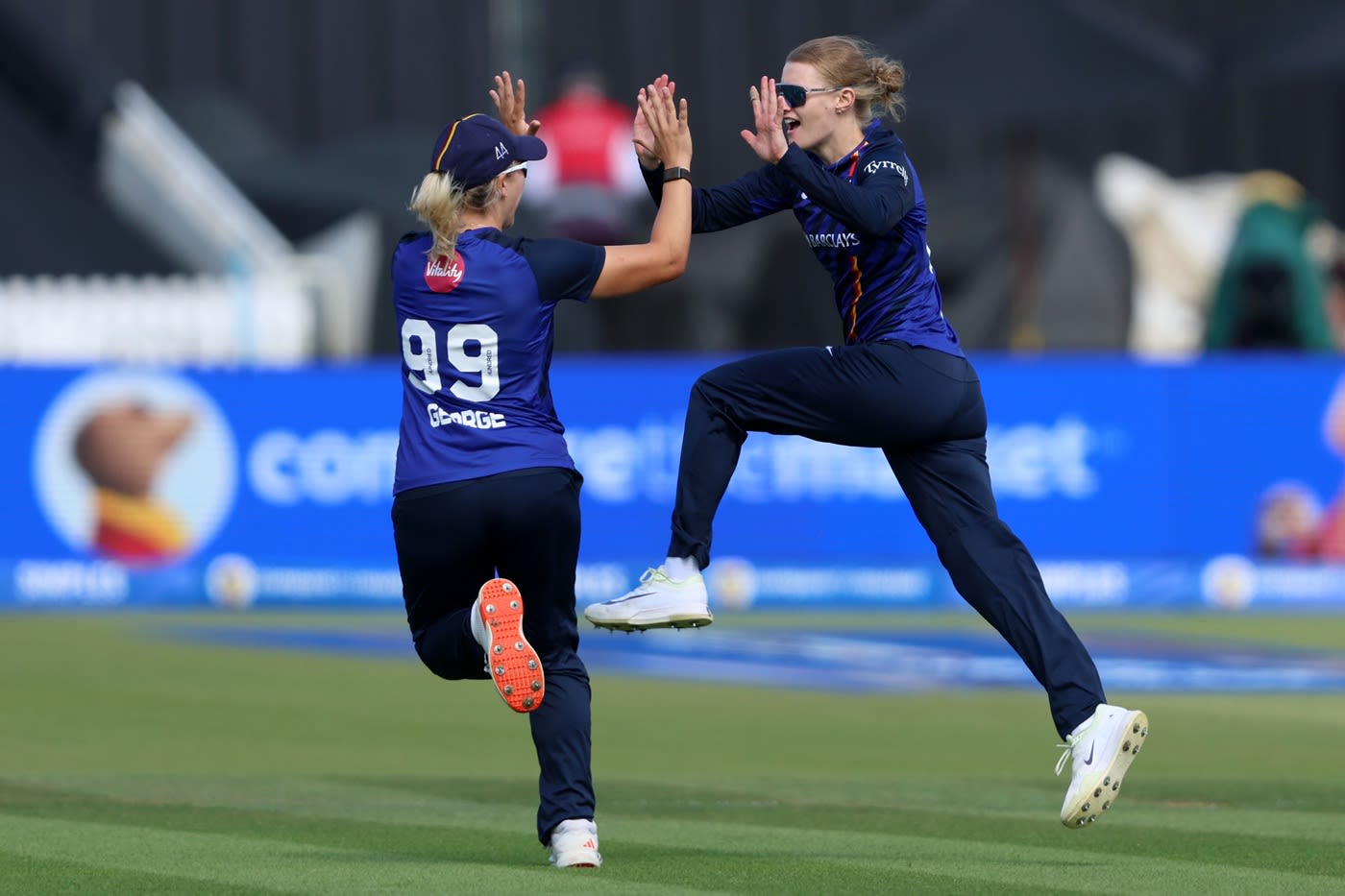 Charlie Dean celebrates with Katie George