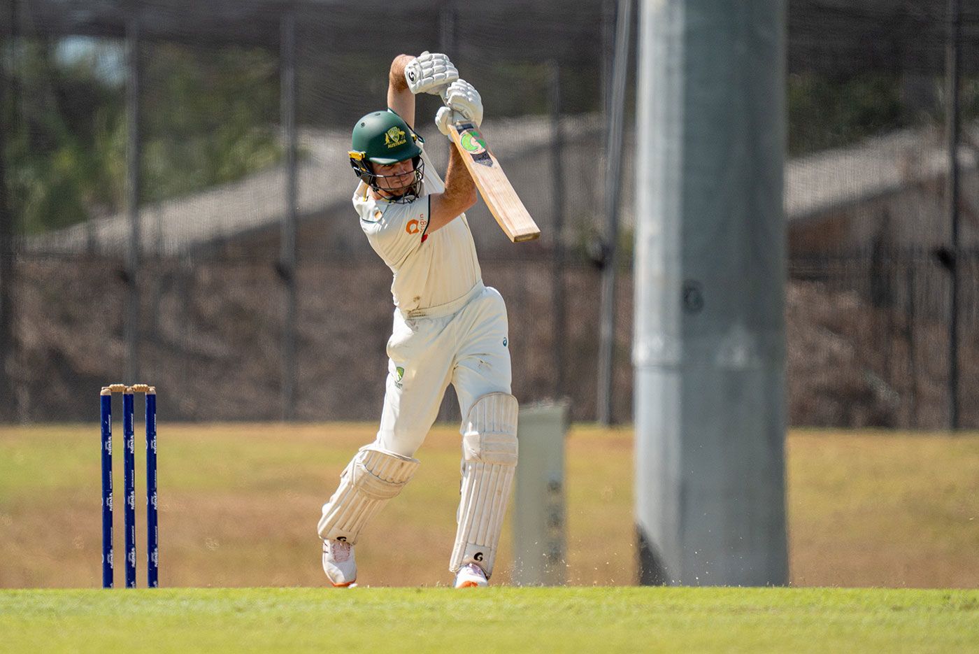 Teague Wyllie drives during his century