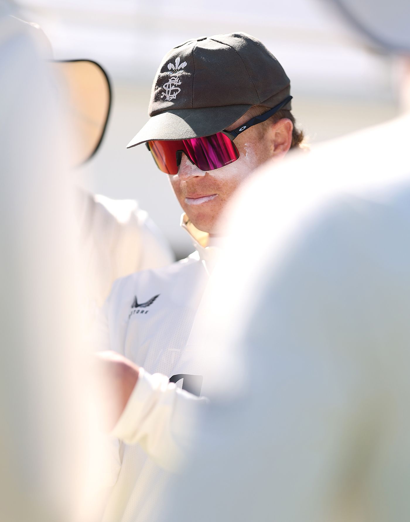 Ollie Pope looks on