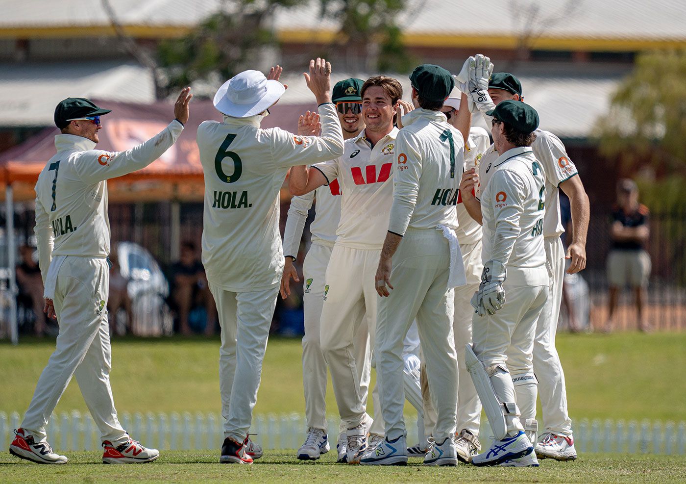Campbell Thompson celebrates another wicket