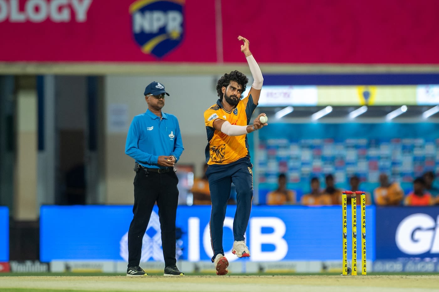 R Sonu Yadav bowls for Nellai Royal Kings