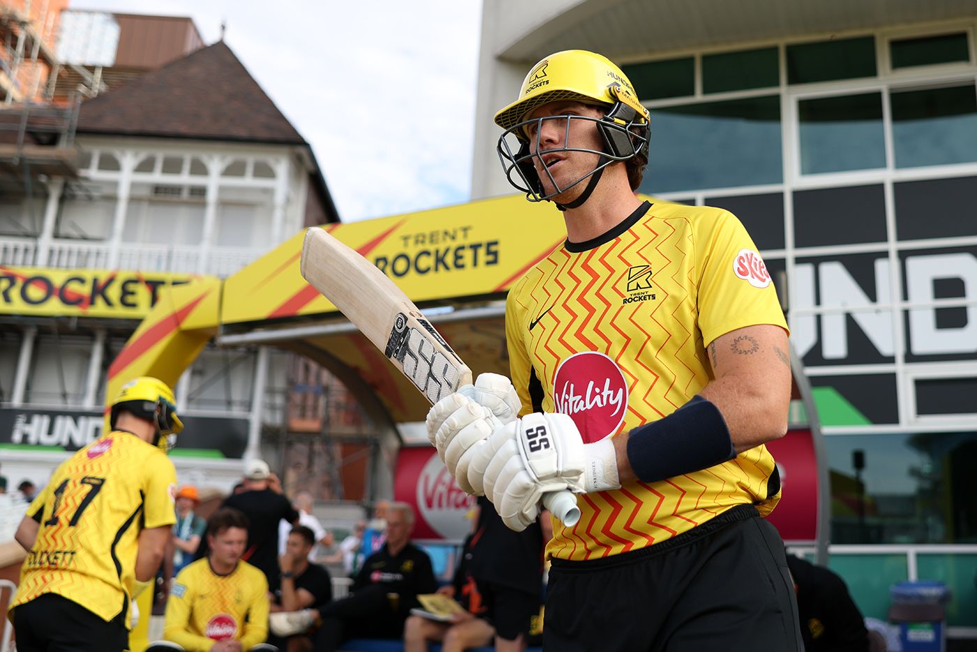 Finn Allen prepares to open the batting