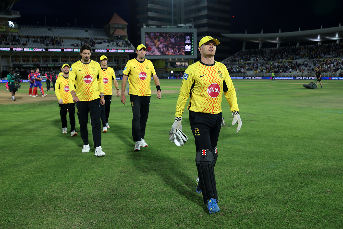 Sam Billings leads his team off the field