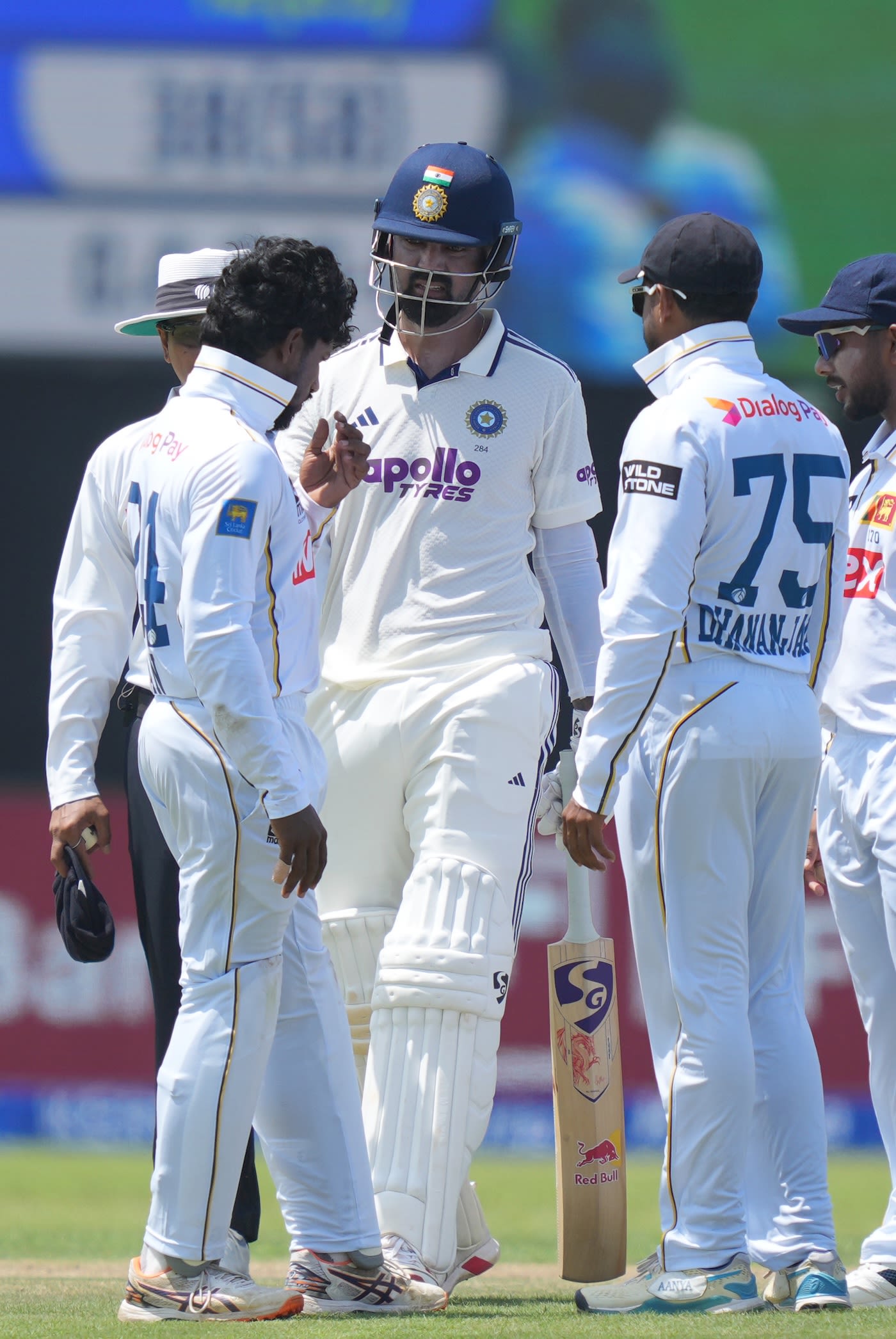 KL Rahul checks on Nishan Madushka after hitting him with a sweep