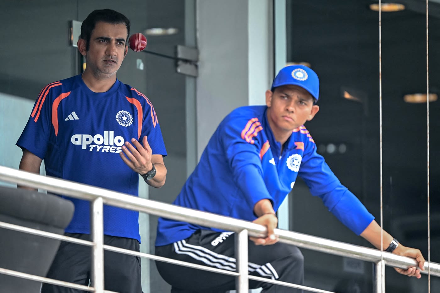 Gautam Gambhir and Yashasvi Jaiswal look on
