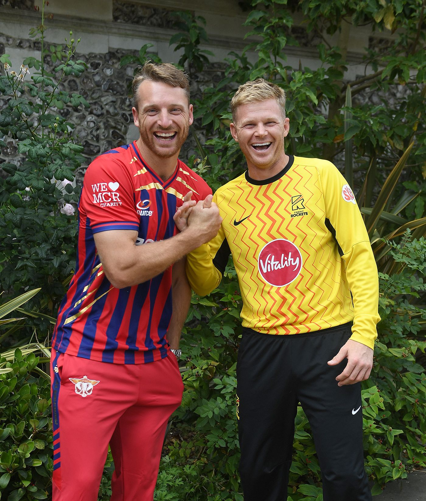 Jos Buttler and Sam Billings pose before the Hundred final