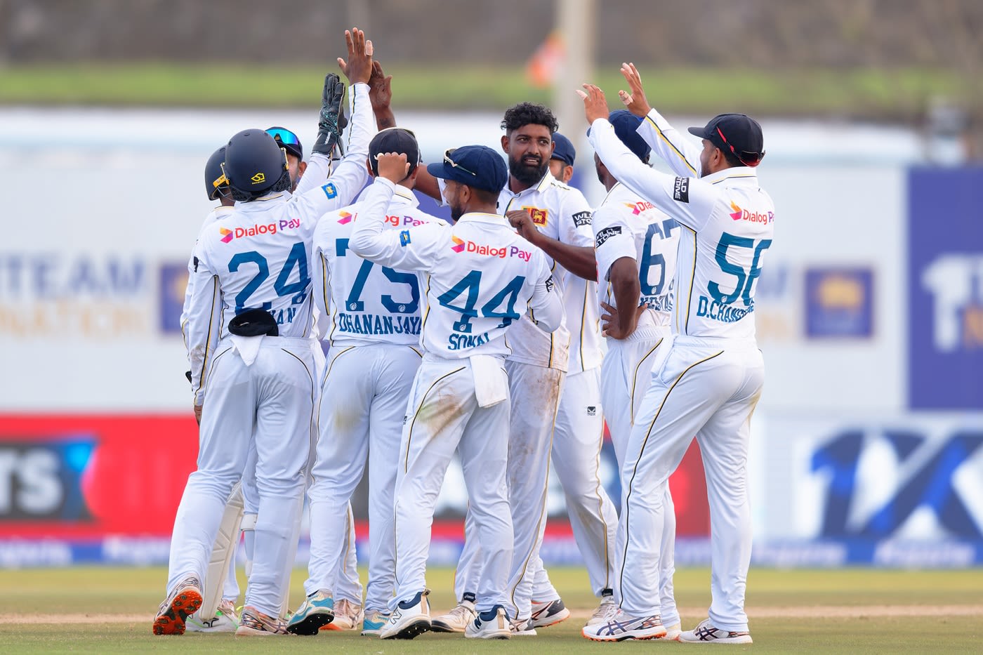 Prabath Jayasuriya picked up three wickets on a rain-hit day