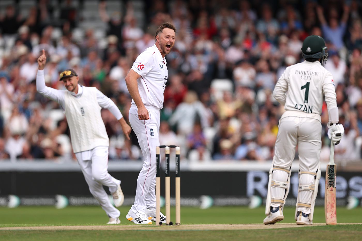 Azan Awais fell first-ball to Ollie Robinson