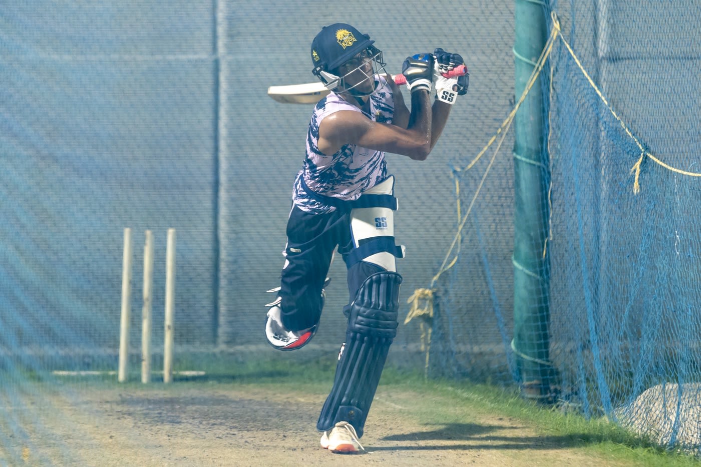 C Andre Siddarth hits out at the Chepauk nets