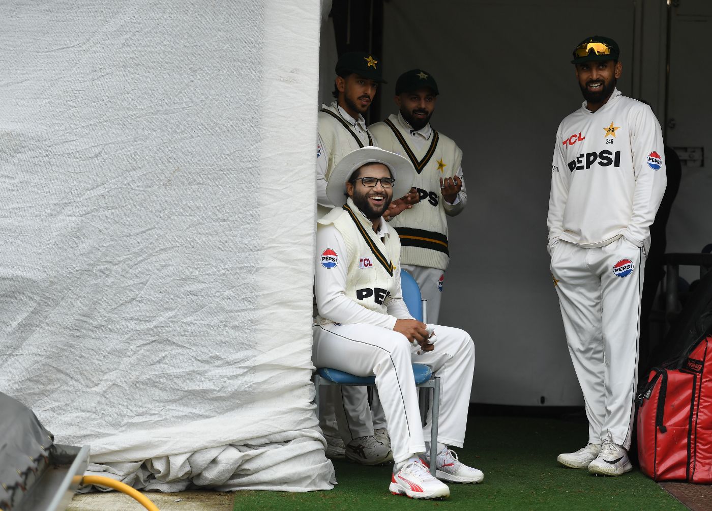 Imam-ul-Haq grins as Pakistan await the restart