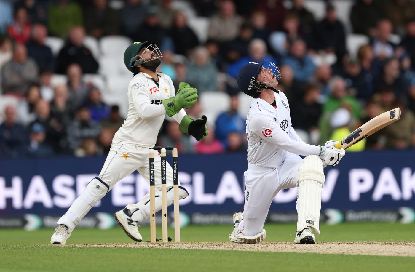 Dan Lawrence was caught by Mohammad Rizwan