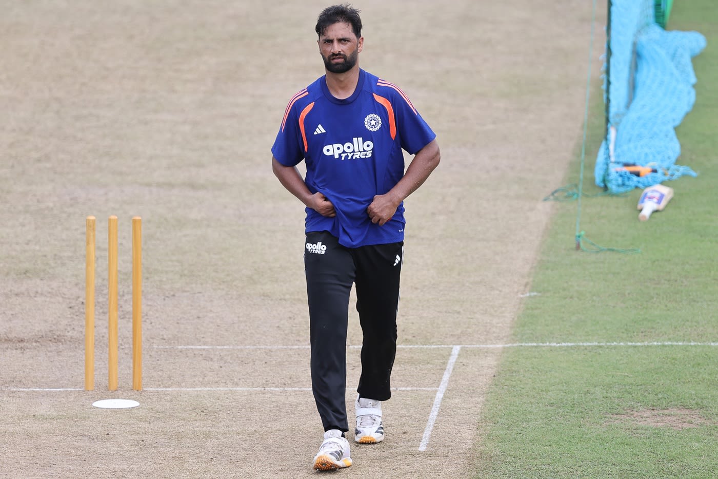 Auqib Nabi at the India nets